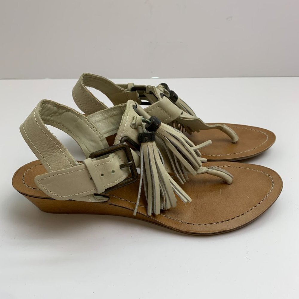 Zara Collection Cream Boho Sandals With Tassels - Picture 5 of 8